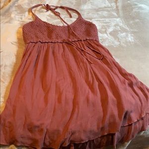 Oneil sundress crochet top rosey taupe color